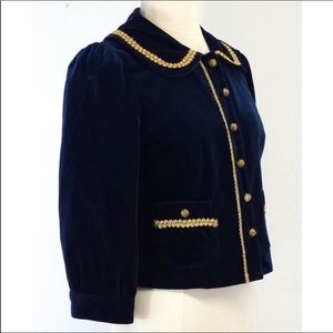Cynthia Steffe Blue Velvet Cropped Jacket Size 12